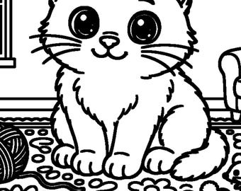 Cute Cats & Kittens Coloring Book for Kids Bold Easy | 28 Pages Ages 4-8 Printable PDF Instant Download