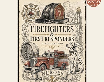 Firefighter & First Responder Coloring Book — 30 Heroic Pages for Adults — Printable PDF Download
