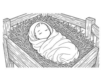 Nativity Christmas Coloring Pages for Adults, 30 Printable Pages PDF | Letter Instant Download