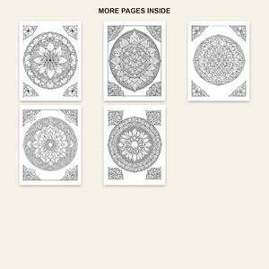 Mandala Coloring Book for Adults, 40 Detailed Mindfulness Mandalas, Printable PDF image 5