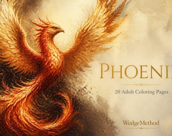 Phoenix Coloring Book for Adults | 20 Mythical Firebird Pages | Printable PDF Download
