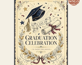 Graduation Celebration Coloring Book — 30 Achievement Pages for Adults — Printable PDF Download