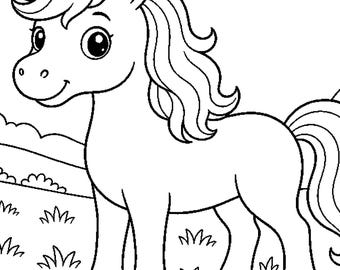 Unicorn Trail Coloring Book for Kids, Bold Easy Scenes (28 Pages PDF)