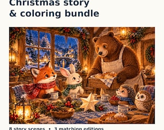 Christmas Storybook & Family Activity Kit, Ages 4-8: Story, Coloring and Games, Printable PDFs