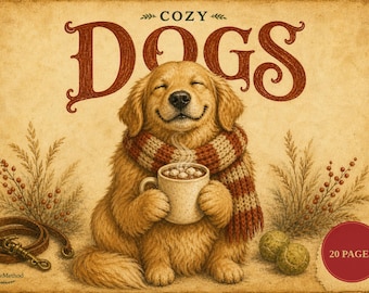 Dog Coloring Book for Adults | 20 Canine Pages | Printable PDF Instant Download