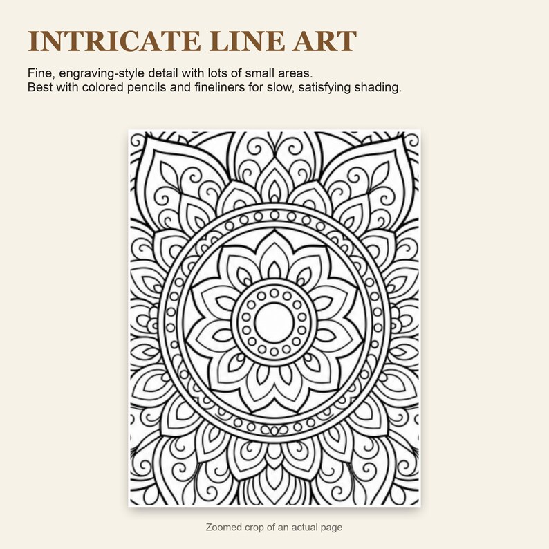 Malbuch mit floralen Mandalas für Erwachsene, 30 detaillierte Blumenmandala-Motive, druckbare PDF-Datei Bild 6