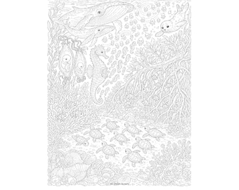 Mermaids & Ocean Coloring | 113 Pages | Escape to the Sea in 20 Minutes | Detailed Underwater Art for Adults | Printable PDF