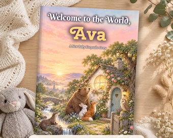 Personalized New Baby Book with Name, Baby Shower Gift, Keepsake Storybook, Digital PDF