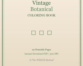 Vintage Botanical Coloring Book — 20 Printable Pages for Adults — Elegant Plant Art — PDF