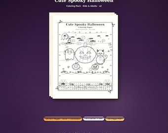 Cute Spooky Halloween Coloring Pages Printable | 20 Bold & Detailed Pages Kids Adults | Instant Download PDF Letter + A4