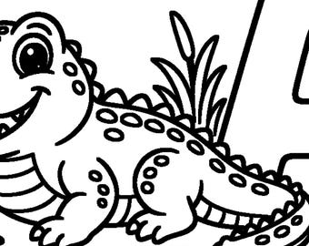 ABC Animals Coloring Book for Kids, Bold Easy Shapes, 26 Pages (PDF Download)