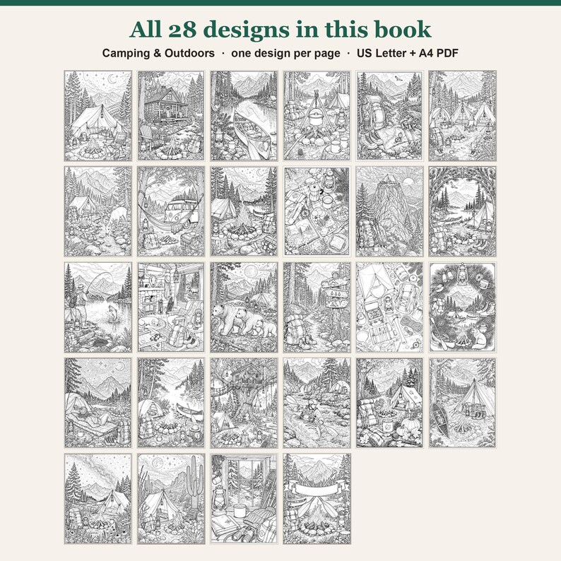 Every coloring design in the book shown as small previews