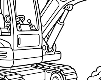 Trucks & Diggers Coloring Book for Kids, Bold Easy Lines (24 Pages PDF)