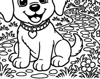 Puppy Park Coloring Book for Kids | Bold Easy Scenes (28 Pages PDF)