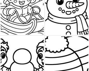 Snow Day Play Coloring Book for Kids, Bold Easy Shapes, 24 Pages (PDF Download)