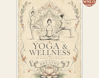 Yoga Mandala Coloring Book — 30 Printable Pages for Adults — Wellness Meditation Art — PDF