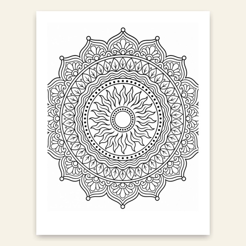 Malbuch mit floralen Mandalas für Erwachsene, 30 detaillierte Blumenmandala-Motive, druckbare PDF-Datei Bild 4