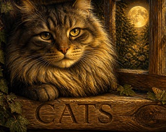 40 Cats Coloring Book PDF, Feline Adult Pages, Instant Download