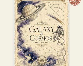 Galaxy & Cosmos Coloring Book — 30 Relaxing Space Pages for Adults — Printable PDF Download