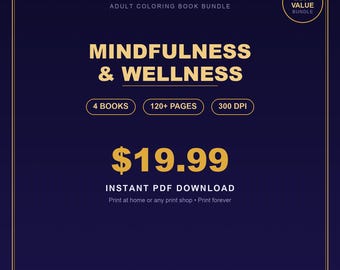 Pacote de Livros de Colorir sobre Mindfulness e Bem-Estar — 5 Livros, Mais de 150 Páginas — PDF para Impressão - Download Imediato