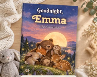 Personalized Baby Book with Name, Custom Bedtime Story, Goodnight Woodland Animals Storybook, Digital PDF