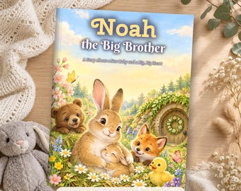Personalized Big Sister Book or Big Brother Book with Name, New Baby Sibling Gift, Digital PDF