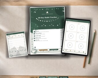 Habit Tracker Printable - 30 Day Minimal Habit Planner PDF Letter and A4