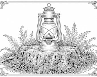 20 Camping Coloring Book PDF, Outdoor Adult Pages, Instant Download