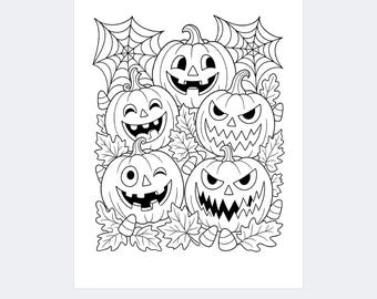 20 Halloween Coloring Book PDF, Spooky Adult Pages, Instant Download