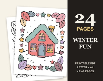 Winter Coloring Book for Kids Ages 3-8, 24 Bold Easy Snowman, Igloo & Animal Pages (PDF)