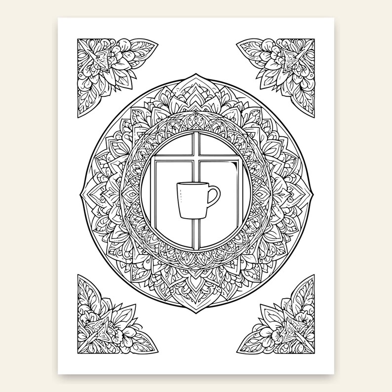 Mandala Coloring Book for Adults, 40 Detailed Mindfulness Mandalas, Printable PDF image 4