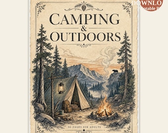 Camping & Outdoors Coloring Book — 30 Relaxing Nature Pages for Adults — Printable PDF Download