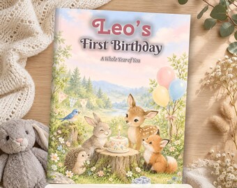 Personalized First Birthday Book with Name, Custom Baby Keepsake Storybook, 1st Birthday Gift