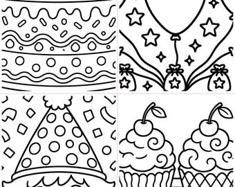 Bold Easy Birthday Party Coloring Book for Kids (20 Pages PDF)