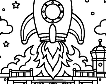 Space Explorers Coloring Book for Kids, Bold Easy Shapes, 28 Pages (PDF Download)