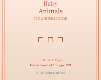 Baby Animals Coloring Book — 20 Printable Pages for Adults — Cute Baby Wildlife — PDF