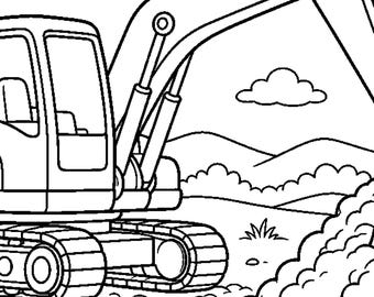 Construction Site Coloring Book for Kids, Bold Easy Machines (24 Pages PDF)