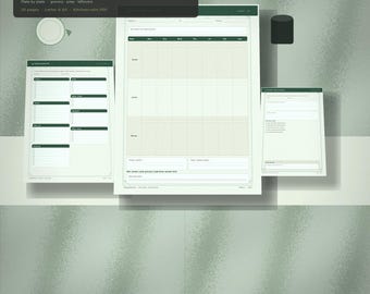 Soft Meal Planner Printable Undated - Calm Weekly Meal Grid PDF, Letter & A4, Grocery List