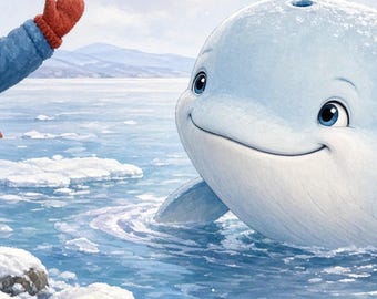 Snow Whale Story & Color Book for Kids | Winter Coloring Adventure (PDF Download)