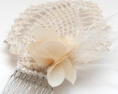 Great Gatsby Hairpiece, Vintage Peacock Art Deco Ivory Lace Hair Clip, romantic bridal hairpiece, Roaring 20s inspired Wedding Hair Comb,