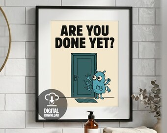 Lustiges Blue Germ Retro Cartoon Poster: "Are You Done Yet?" (Digitaler Download)