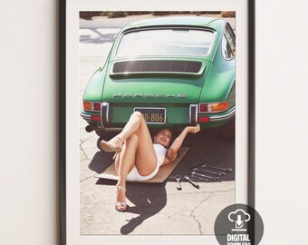 Mechaniker Poster: Vintage Glamour Art - Verspielte Garagen Dekoration (Digitaler Download)