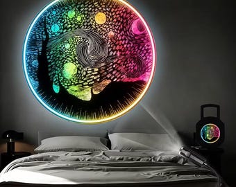 Starry Night Van Gogh Inspired Projection Lamp, USB Powered Wall Projector, Aesthetic Room Decor & Unique Art Lover Gift