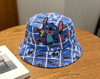 Stitch Bucket Hat Full Print Fisherman Cap, 3D Patch Cute Summer Sun Hat 56 cm, Aesthetic Gift for Stitch Lovers