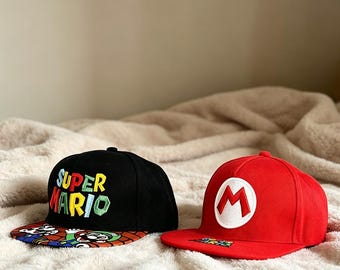 Mario Hat, Embroidered Mario Snapback Cap, Red Cosplay Baseball Hat for Gamers, Video Game Theme Party Accessory, Gift for Kids and Adults