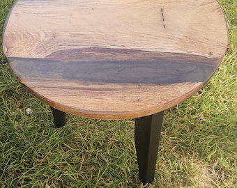 Handcrafted Round Wooden Side Table – Rustic Modern Style