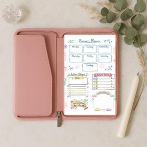 Planificador de negocios de una página, imprimible para emprendedores que buscan una forma sencilla y clara de organizar sus ideas.