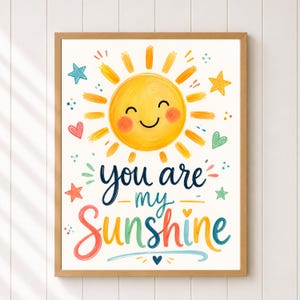 Você é meu raio de sol - Impressão, Arte fofa e alegre para quarto de bebê, Pôster doce para decoração de quarto infantil, Imprimível (Download Digital)