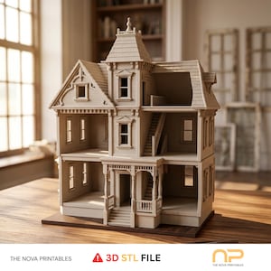 Victorian Dollhouse STL Files | 3-Piece Stackable Miniature Mansion (Digital Download) image 5