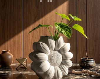 Vaso per girasoli in formato STL / Vaso floreale moderno, stampa senza supporti (download digitale)